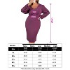 Coolmee Women Plus Size Elegant V-Neck Lantern Long Sleeve Knit Bodycon Wrap Midi Dress - 4 of 4