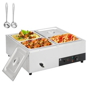 Commercial Food Warmer, Electric Steam Table – 4-Pan 4x12QT Capacity, 1500W Stainless Steel with Adjustable Temp 86-185°F for Catering & Restaurants - 1 of 4
