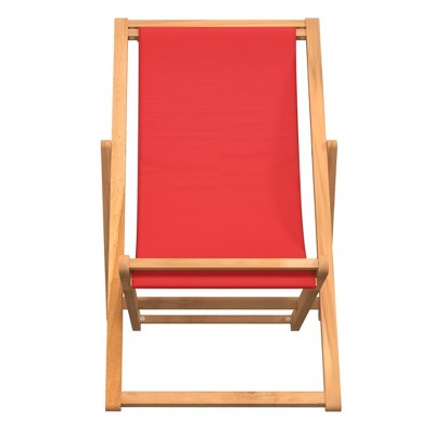 Ruby Red Teak Collapsible Outdoor Beach Chair