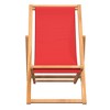 vidaXL Folding Beach Chair — Comfortable, Adjustable, and Portable — Durable Solid Teak Hard Wood Construction — Red - 3 of 4