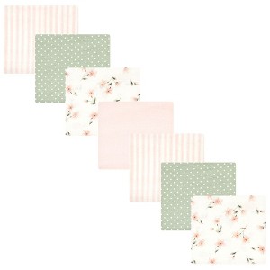 Hudson Baby Infant Girl Cotton Rich Flannel Receiving Blankets Bundle, Pink Dainty Floral, One Size - 1 of 4