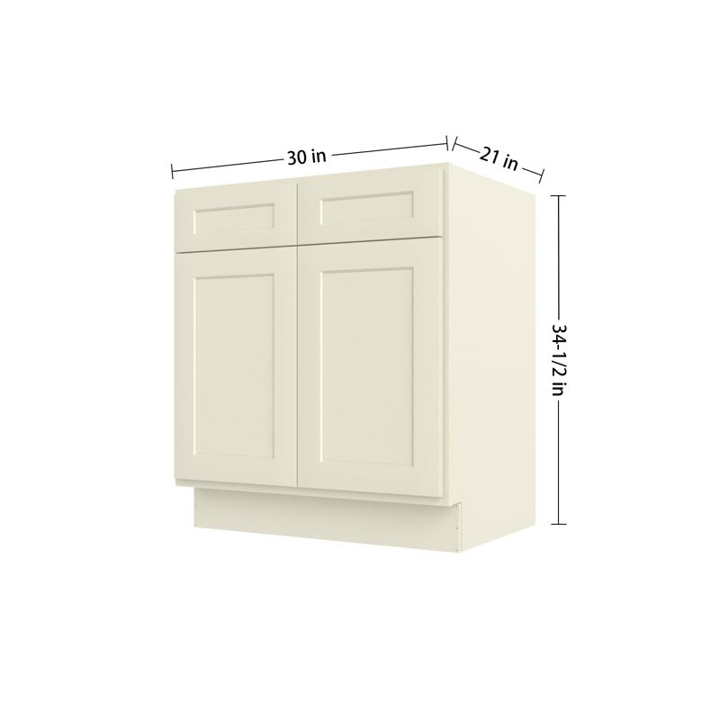 HOMLUX 30 in. W  x 21 in. D  x 34.5 in. H Bath Vanity Cabinet without Top in Shaker Antique White, 4 of 7