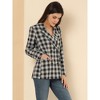 INSPIRE CHIC Women's Christmas Casual Fit Notched Lapel Double Breasted Plaid Formal Blazer - 4 of 4