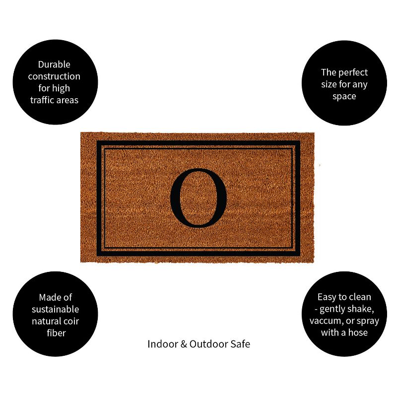 Evergreen Monogram Indoor Outdoor 100% Natural Coir Doormat 28" x 16" |  Letter  "O", 2 of 4