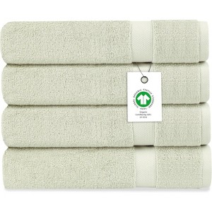 Delara 100% Organic Cotton 650 GSM Long Staple, Soft, Quick Dry & Ultra-Absorbent Bath Sheet (Pack of 4) - 1 of 4