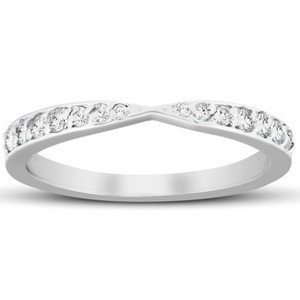 Pompeii3 1/4Ct Diamond Stackable Tapered V Shape Womens Wedding Ring 10k White Gold - 1 of 4
