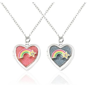 Best Friend Necklaces for 2 Girls Sisters Rainbow Heart Locket Necklace Set for BFF Bestie Gifts for Big Little Soul Sister Matching Friendship - 1 of 4