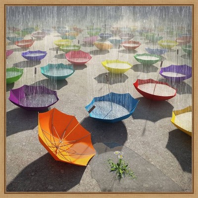 16" x 16" Downpour by Cynthia Decker Framed Canvas Wall Art - Amanti Art