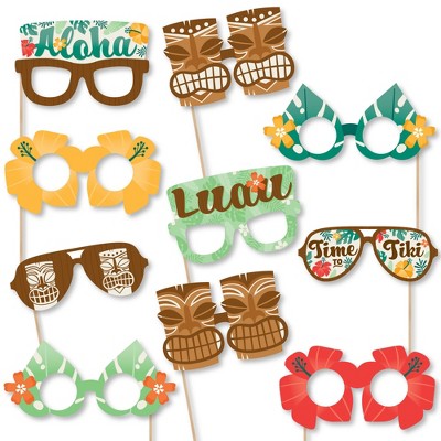 Big Dot Of Happiness Tropical Luau Glasses - Paper Card Stock Hawaiian ...