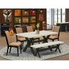 HomeStock 6-Piece Rectangle Natural Oak Finish Solid Wood Top Dining Table with 1-Bench, 4-Chairs - 2 of 4