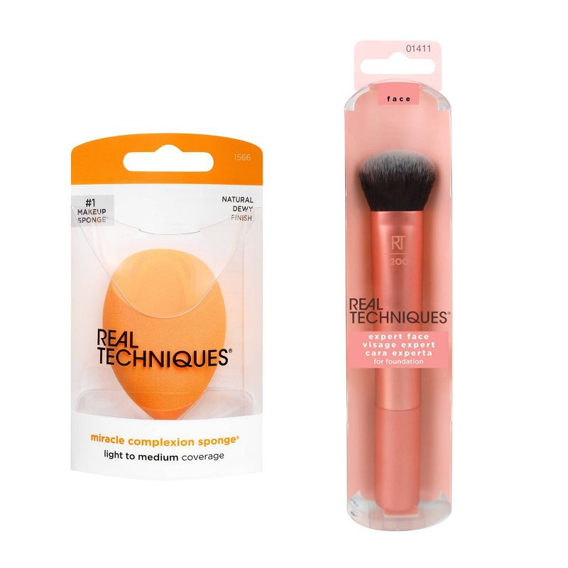 Real Techniques Miracle Complexion Sponge and Expert Face Makeup Brush - 2pc, 3 of 11