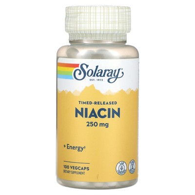 Solaray Timed-Released Niacin, 250 mg, 100 VegCaps