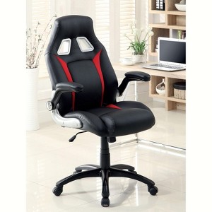 TiramisuBest Comfort Adjustable Black & Red Office Chair with Padded Armrests, Metal, Contemporary Style, Pneumatic Height, Sturdy Wheels - 1 of 4