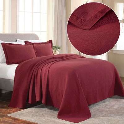 Fleur De Lis Medallion Cotton Matelasse Decorative Bedspread and Pillow Sham Set by Blue Nile Mills