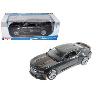 2017 Chevrolet Camaro SS Gray Met. w/ Orange Stripes "50th Anniversary" "Special Edition" 1/18 Diecast Model Car by Maisto - 1 of 3