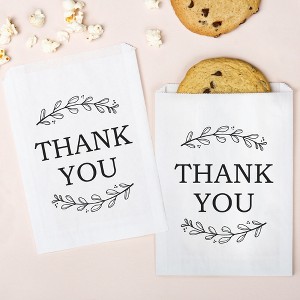 Big Dot of Happiness Rustic Leaves Thank You White Paper Treat Bags, Wedding or Birthday Individual Greaseproof Paper Sandwich Cookie Bags - 25 Count - 1 of 4
