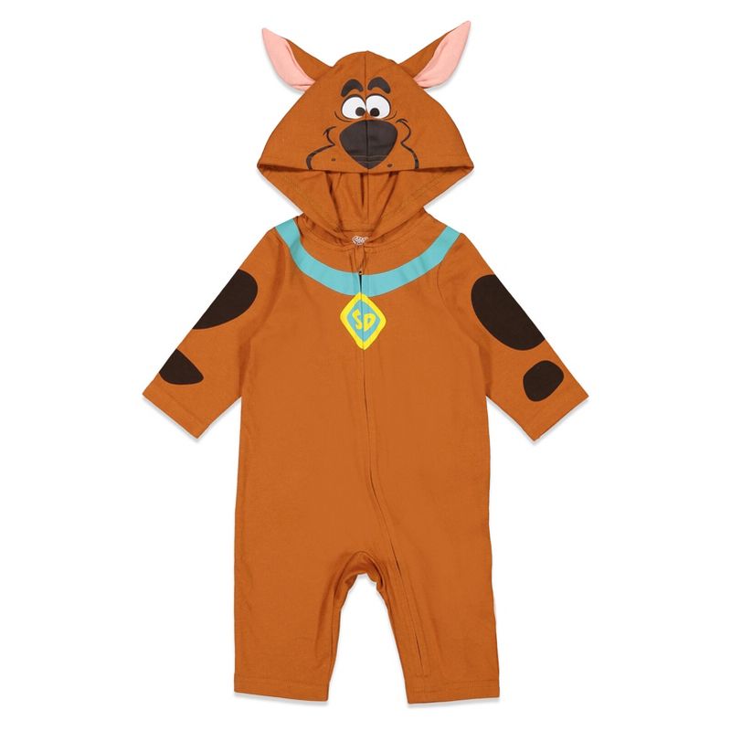 Scooby-Doo Scooby Doo Baby Zip Up Cosplay Coverall Tail Newborn to Infant , 1 of 8