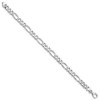 Black Bow Jewelry Men's 7mm 14k White Gold Polished Solid Figaro Chain Bracelet - 2 of 4