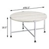42.5" Oak and Chrome Round Coffee Table with Streamlined Metal Legs for Living Room - 4 of 4
