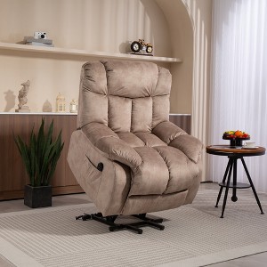 Velvet Power Lift Recliner Chair for Elderly with Remote Control, Oversized Anti-Skid Fabric & Heavy-Duty Frame - 1 of 4