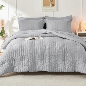 BAGOKIE Seersucker Bed in a Bag 5/7 Pieces Comforter Set for All Season - 1 of 4