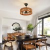 Rennnsan Envelle 19"W 4-Light Drum Woven Ratten Boho Dimmable Ceiling Fan in Black - 2 of 4