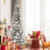 Costway 5ft/6ft/7ft/8ft Snow Flocked Christmas Pencil Tree w/ Berries & Poinsettia Flowers - 2 of 4