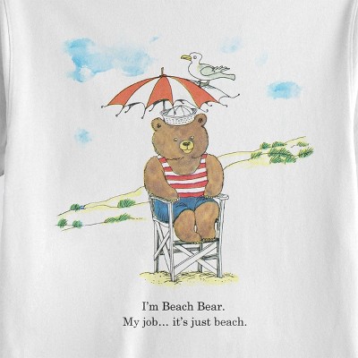 Мужские футболки Richard Scarry Men's Richard Scarry Beach Bear Short Sleeve Graphic T-Shirt - White S — фото 3