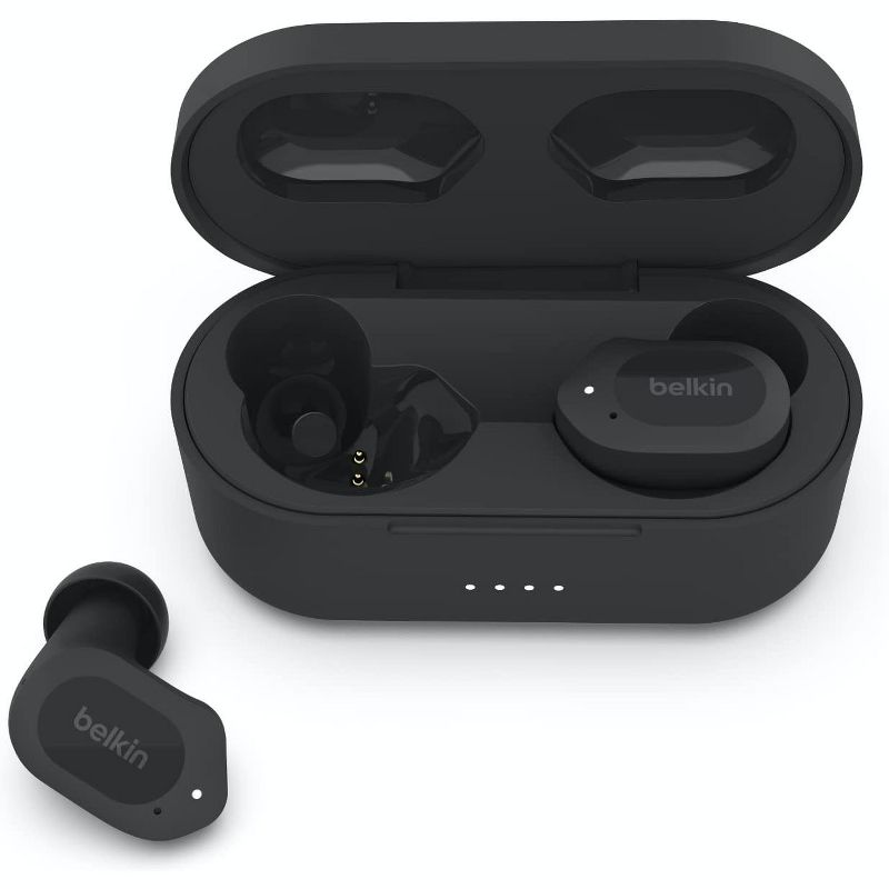 Belkin Wireless Earbuds, SoundForm Play True Wireless Earphones with USB C Quick Charge, IPX5 Water Resistant, 38 Hour Play Time AUC005btBK (Black), 1 of 10