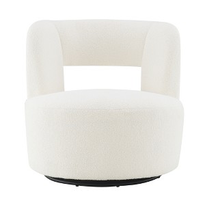 Gulches 360¡ã Swivel Barrel Chair  Cream Teddy Fabric Chair with HighDensity Foam for Living Room Bedroom Reading Room - 1 of 4