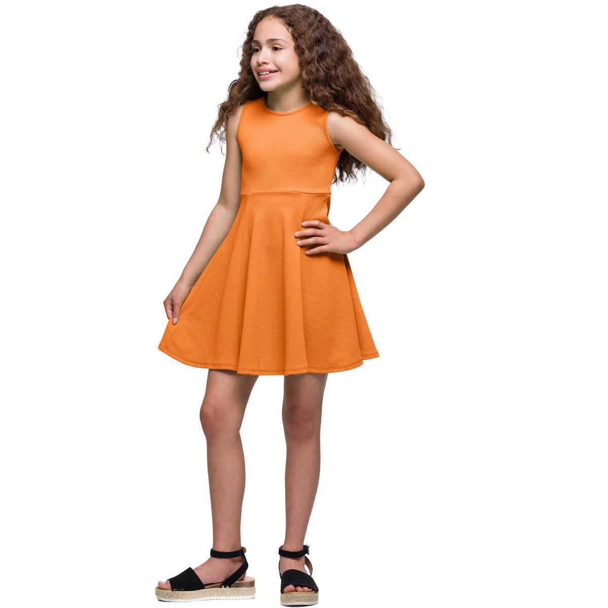 Girls Sleeveless Knee Length Fit and Flare Dress - 24sevenKid™ - thumbnail 7