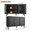 COZONY 48" Sideboard Buffet Cabinet with 3 Fluted Glass Doors & Removable Shelves, Large Black Credenza Storage Cabinet for Dining Room, Living Room - 2 of 4