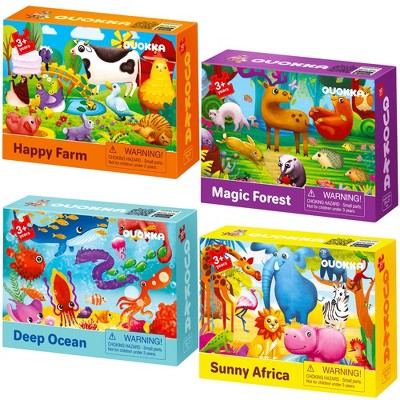 QUOKKA 30 Pieces Puzzles for Kids 3 4 5 - 4x Toddler Puzzle Set, Educational Toys for Boy and Girl