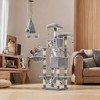 66.1 Inch Large Cat Tree Cat Tower with Scratching Posts, 2 Perches, 2 Caves, Basket, Hammock, Pompoms, Multi-Level Plush Cat Condo for Indoor Cats - 4 of 4