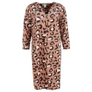 Elegant Emily Women's Leopard Snap Front Long Sleeve Duster - 1 of 4