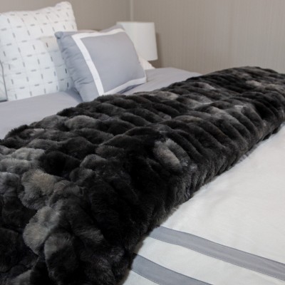 Queen Black Faux Fur Machine Washable Blanket