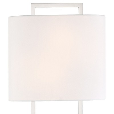 Elegant Polished Nickel 2-Light Sconce with White Silk Shade