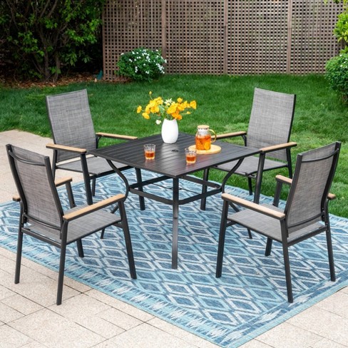 5pc Outdoor Dining Set With Sling Chairs Square Powder Coated Aluminum Table Captiva Designs Weather resistant Patio Set Target