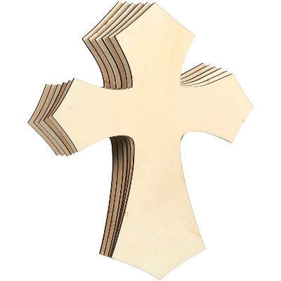 6-Pack Unfinished Wood Cutout Cross Shaped for Craft DIY, Sunday School, Church