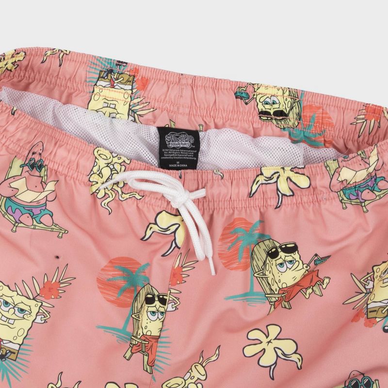 Men's SpongeBob 8.5" Elastic Waist Swim Shorts - Pink, 3 of 6