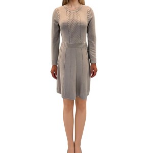 Women's Winter Warm Knitted Crewneck Fit and Flare Sweater Dress - 1 of 1