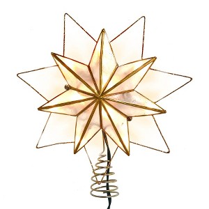 Kurt Adler 9.45-Inch UL 10-Light 7-Point Gold Glittered Capiz Star Tree Topper - 1 of 4