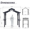 8×5 FT Hardtop Grill Gazebo,Galvanized Steel Double Roof BBQ Canopy with Side Shelves,Ceiling Hook And Bottle Opener-Maison Boucle - 2 of 4