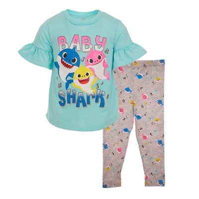 Pinkfong Baby Shark Girls T-Shirt and Leggings Outfit Set Little Kid