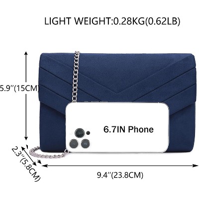 Generic Evening Bag for Women, Suede Envelope Evening Purses Crossbody Shoulder Clutch Bag - image 3