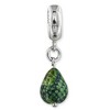Black Bow Jewelry Murano Glass & Sterling Silver, Green with Glitter Dangle Bead Charm - 3 of 4