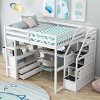 Streamdale Full Size Loft Bed with Desk and Shelves, Two Built-in Drawers, Storage Staircase, White - 3 of 4