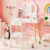 Tangkula Kids Vanity Set w/ Lighted Mirror Princess Makeup Dressing Desk & Chair Set White - 4 of 4