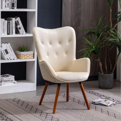 Sapphtopaz 1pc Contemporary Accent Chair Upholstered Silky Velvet Tufted Button Back Lounge Chair, Living Room Chair Cozy Armchair