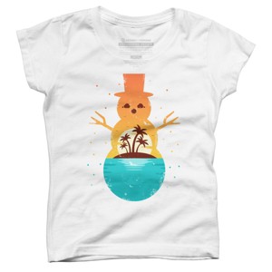 Girl's Design By Humans Christmas in July Snowman Sunset By destiny29 T-Shirt - 1 of 3